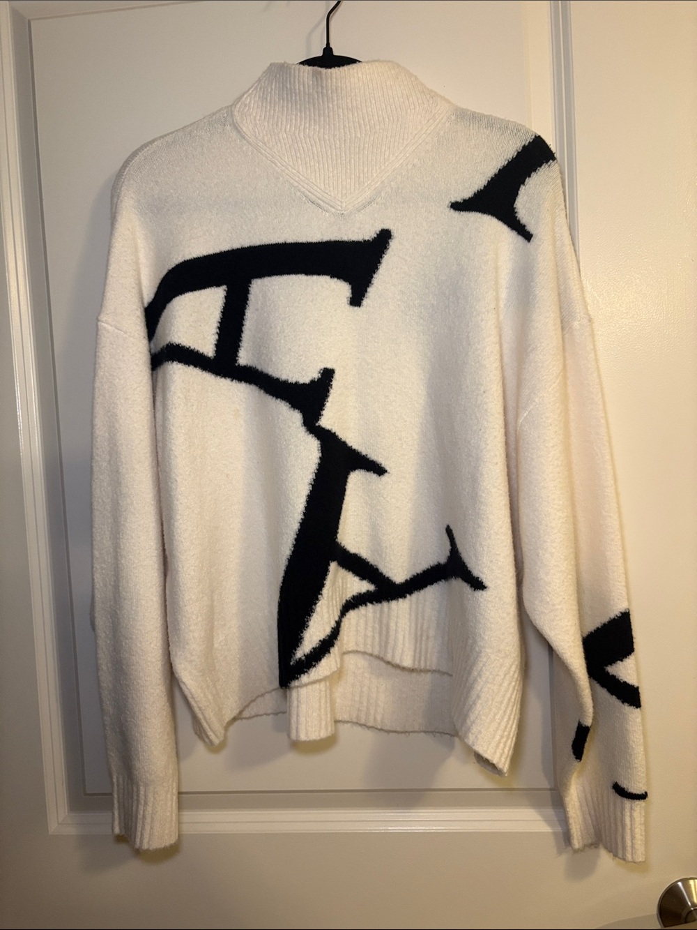 All Saints Cream Sweater with Black Graphic *Stained*